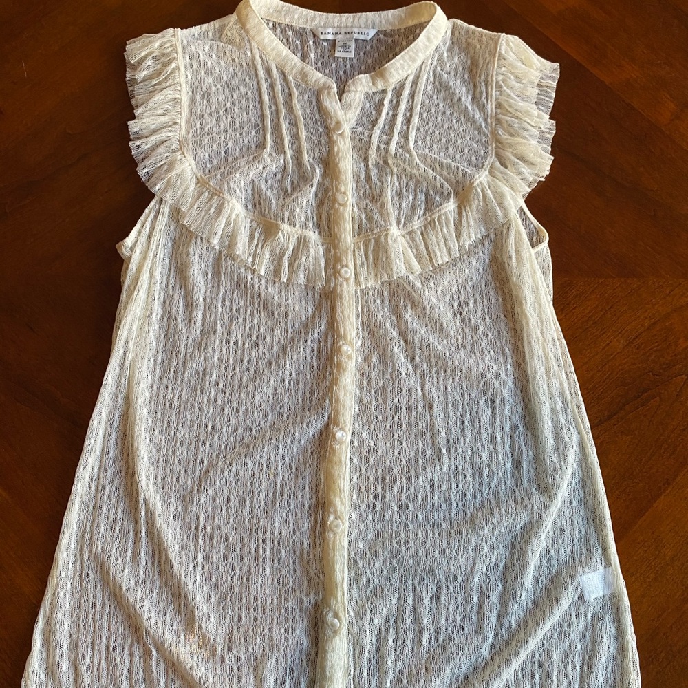 Cream Sheer lace Banana Republic blouse